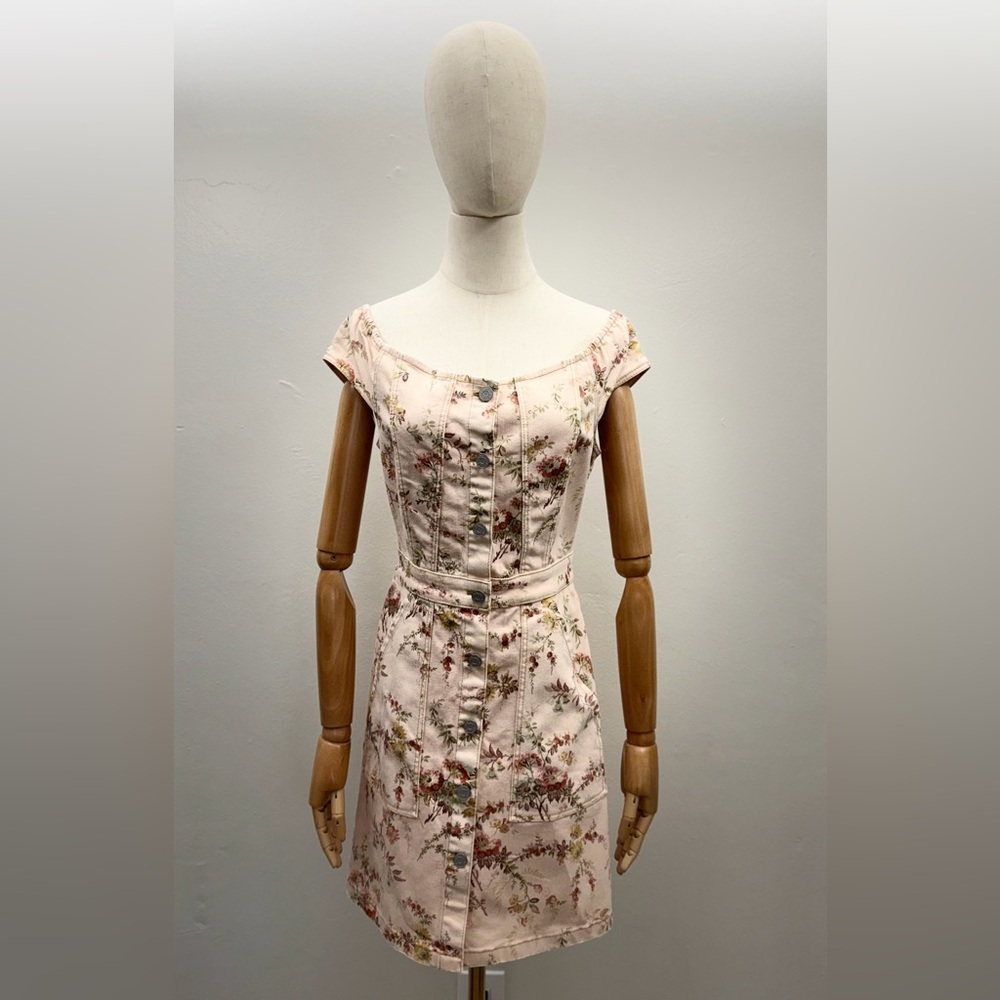 La Vie Rebecca Taylor floral denim mini dress in size Small